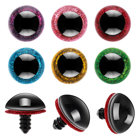 Tucnoeu 120pcs 16mm Safety Eyes for Crochet Toys,Glitter Plastic Safety Eyes with Washers,Crochet Plushies Eyes,Stuffed Animal Eyes for DIY of Puppet, Bear, Toy Halloween Decorations