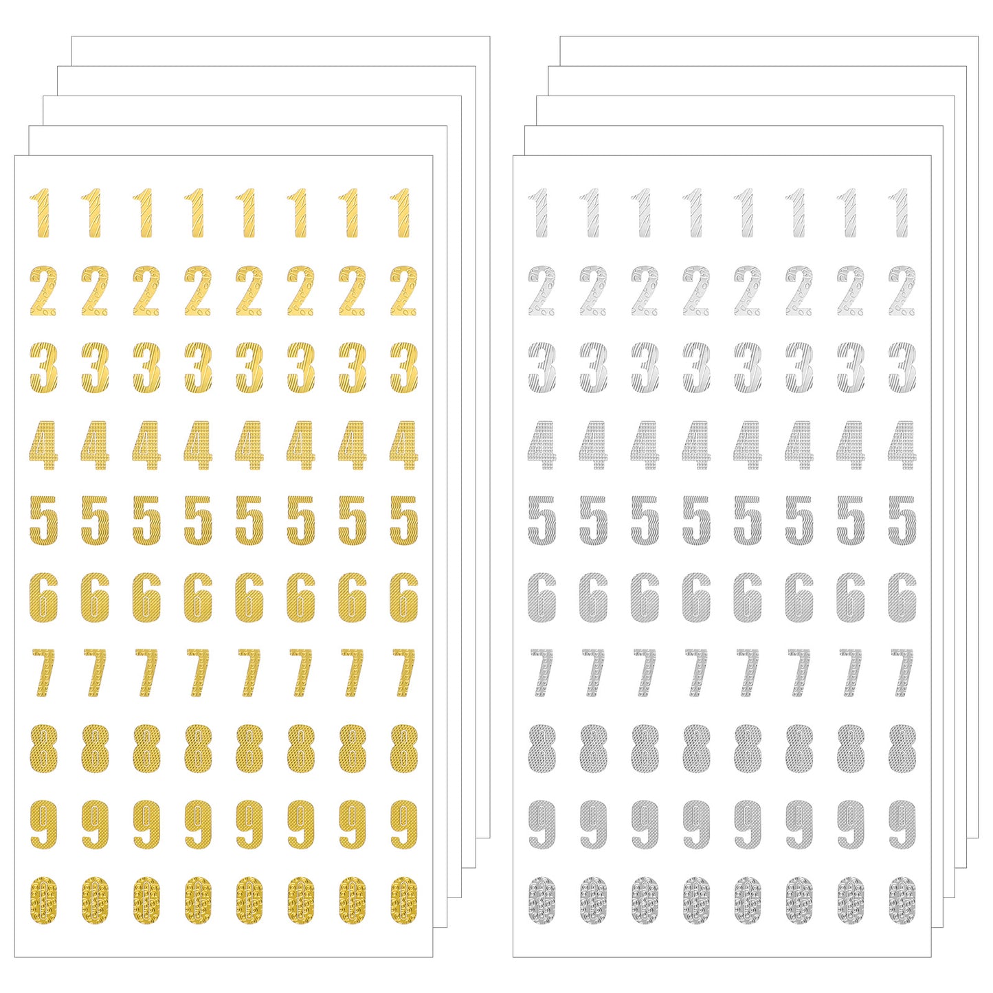 800PCS/10 Sheets Gold and Silver Numbers Stickers, 0-9 Small Number Stickers, Gold Self-Adhesive Mini Numbered Sticker for Graduation Cap Decoration, Gift Scrapbooking, Greeting Cards, Crafts