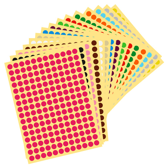 6528 Pcs Colored Dot Stickers Small Dot Stickers 16 Colors Small Circle Stickers Dot Stickers for Toddlers Kids Classroom,Office, Papers (10mm/0.39in)