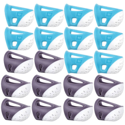 Thimble Finger Protector Set - 20 Pcs Silicone Thimble Fingertip Grips, 2 Different Sizes Colors, Non-Slip Thimbles for Hand Sewing & Embroidery, Sewing Finger Protector