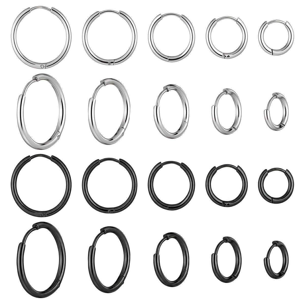 10Pairs Small Hoop Earrings for Men, Stainless Steel Huggie Hoop Earrings