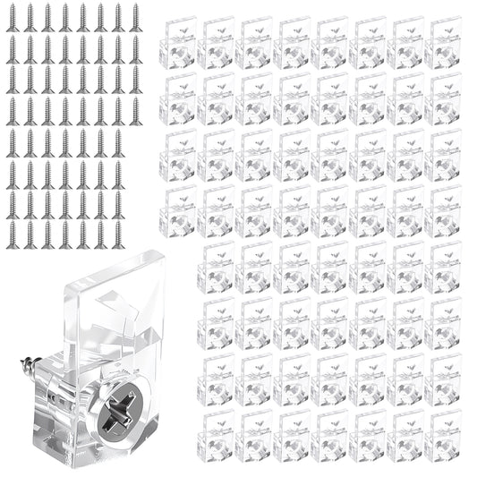 60 Set Mirror Holder Clips, Transparent Mirror Mounting Hardware with Screws, Mirror Hanging kit, Suitable for Frameless Mirrors and Wall Mounted Mirrors Clips