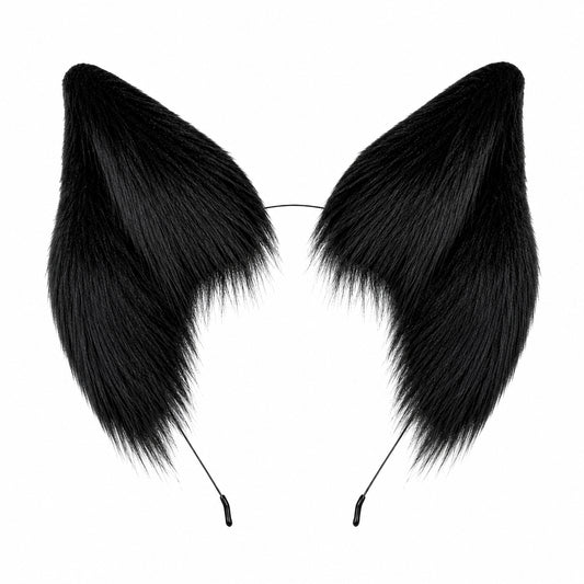 Halloween Black Furry Ears Headband Cute Animal Plush Cat Fox Ear Headband