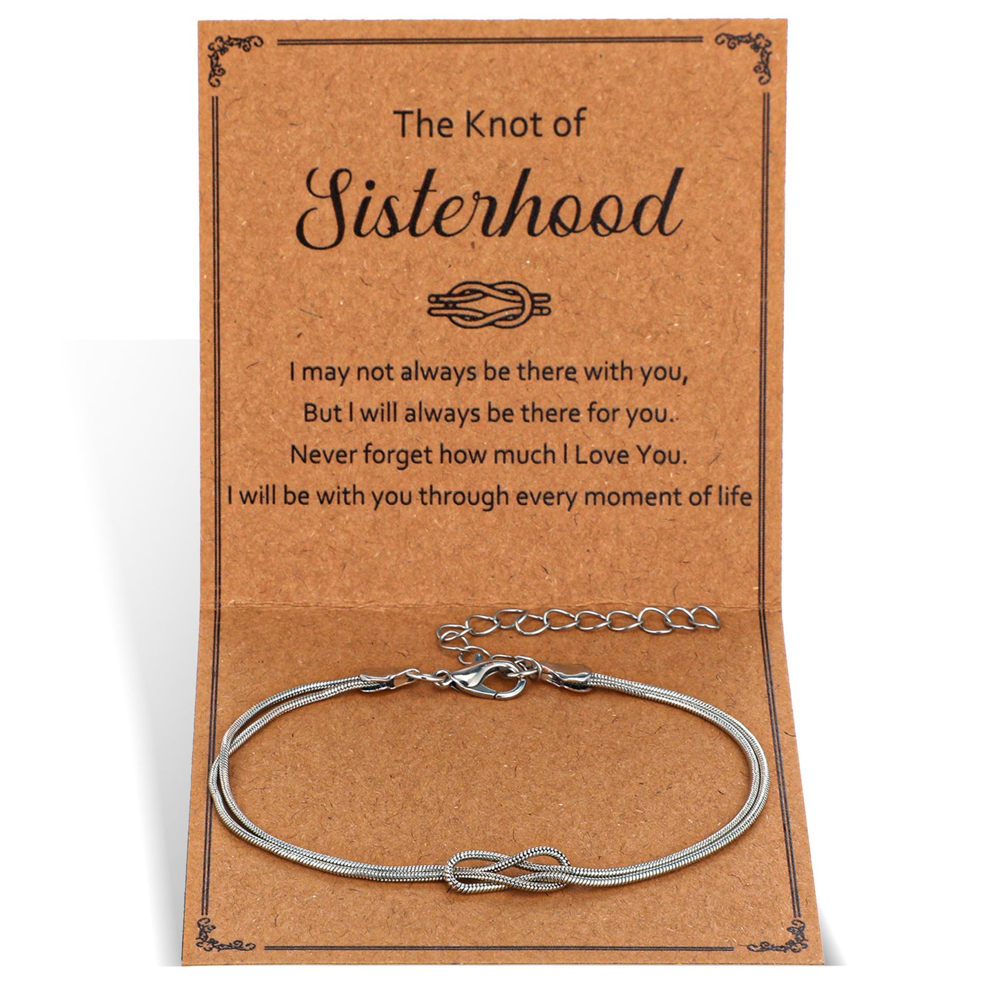 Neyauo Sister Knot Bracelet, Stainless Steel Love Knot Jewelry, Women's Friendship Gift, Adjustable Lobster Clasp