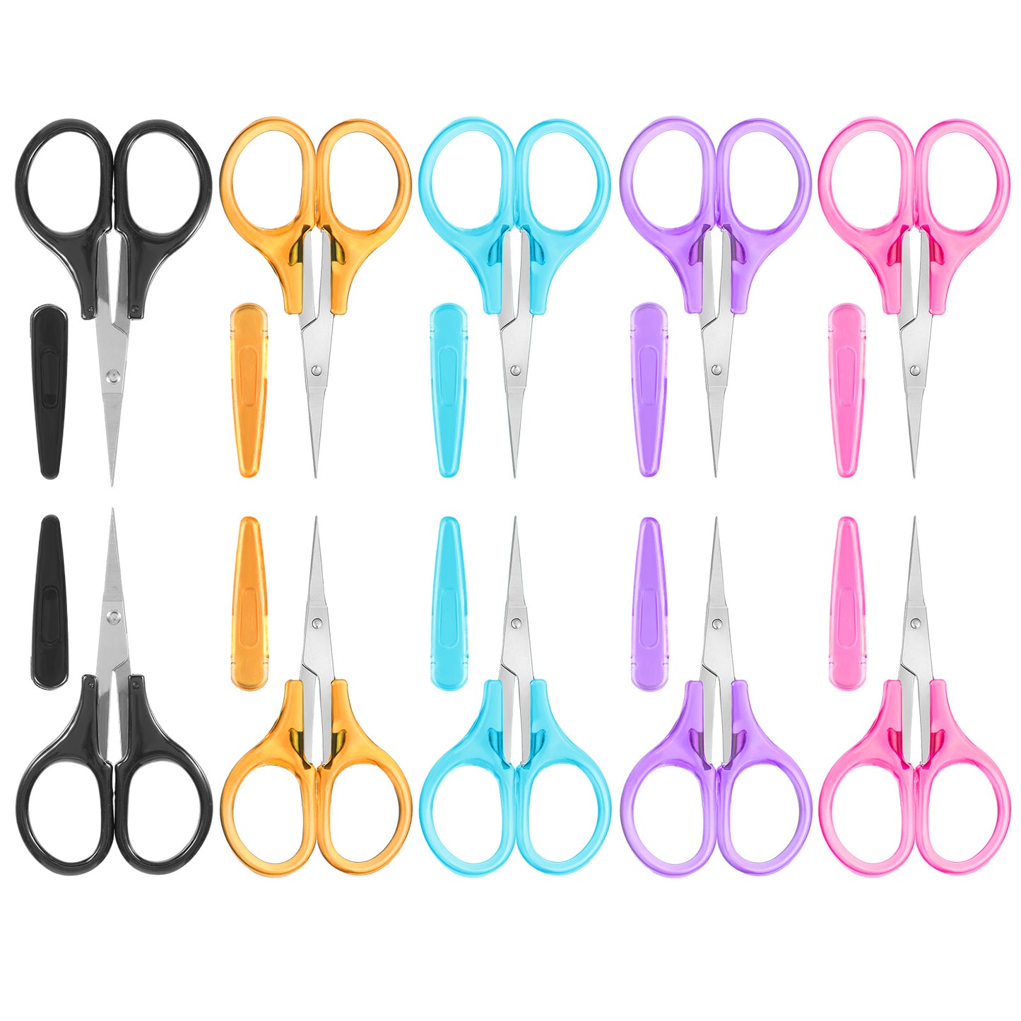 10pcs Small Scissors Stainless Steel Detail Mini Scissors with Cover Craft Scissor Bulk Portable Sharp Fabric Scissor with Cap for Paper Sewing Crafting Embroidery Quilting Knitting