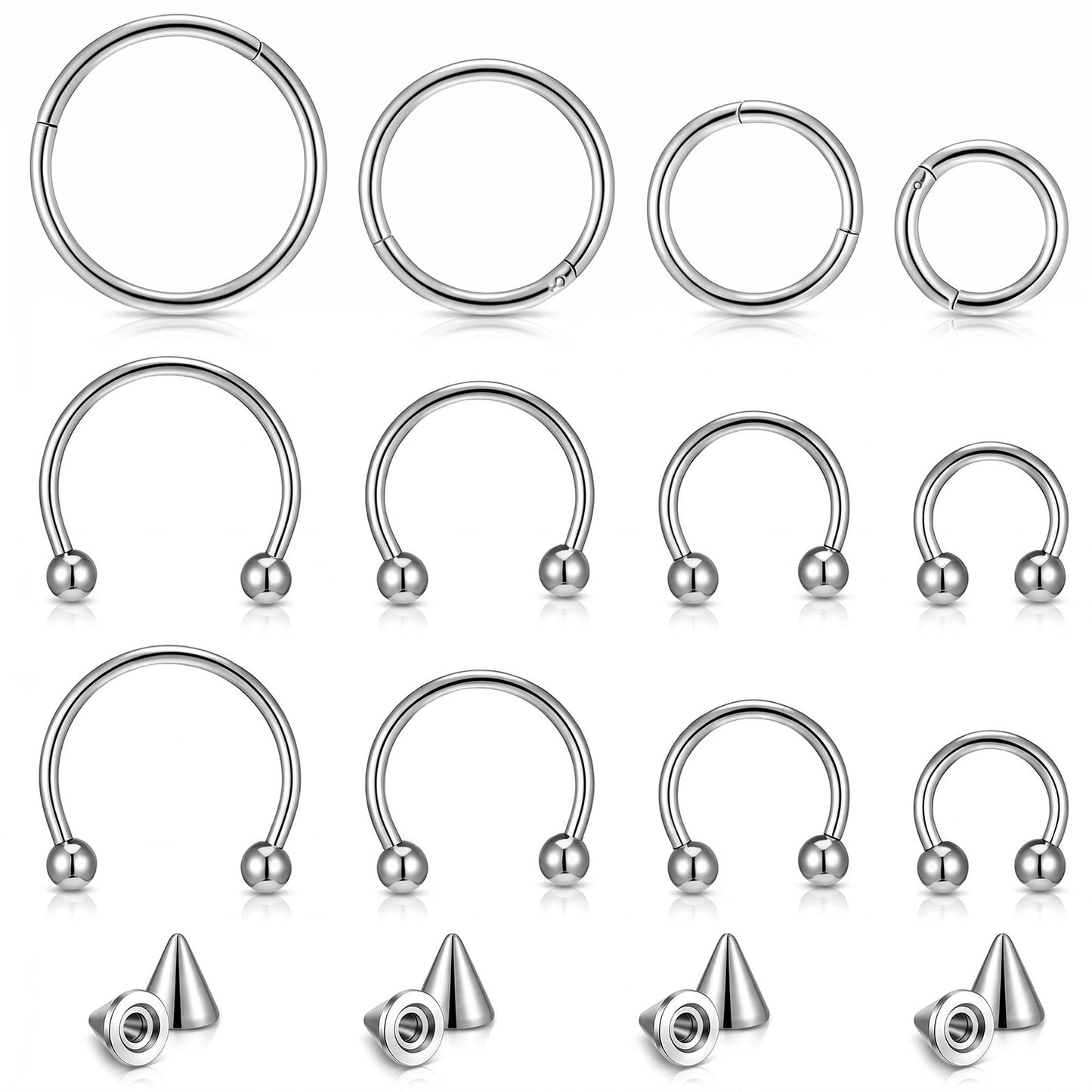 16G Septum Ring Horseshoe Nose Ring Internally Threaded Surgical Steel Septum Jewelry Lip Rings Hoop Earring Eyebrow Tragus Lip Piercing Rings Snake Bite Piercing Jewelry Women Men 6mm 8mm 10mm 12mm