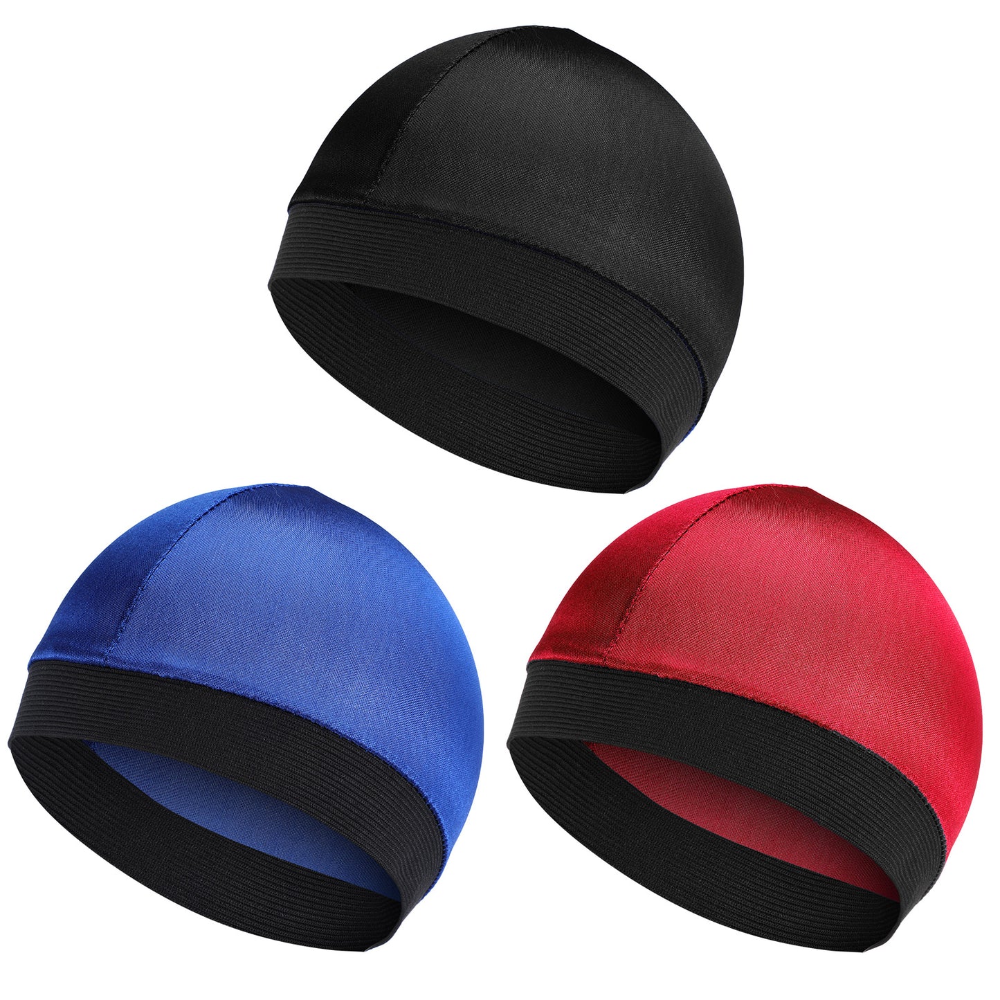 Lusofie 3 Pcs Baby Durag 3 Colors Baby Durags for Boys 0-6 Months Imitation Silk Wave Cap Elastic Skull Caps Sweat Hat for Running Sport