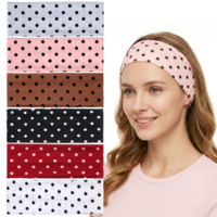 5pcs Polka Dot Headband for Women, Soft Stretchy Non Slip Wide Headband, Fashion Elastic Headbands Yoga Workout Hair Accessories for Girls Cosplay Party Hair Styling Decor