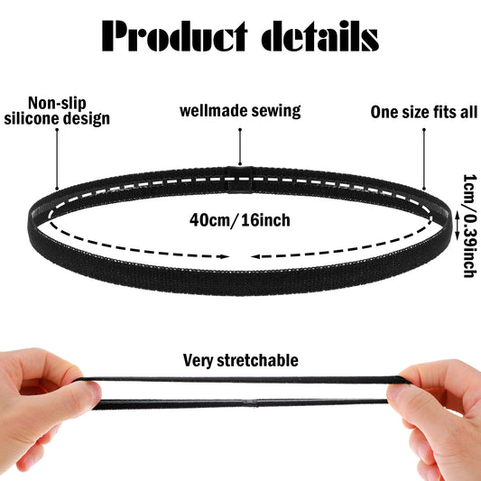 Lusofie 14 Pcs Thin Elastic Headbands, Non Slip Running Headbands For Women And Men Hair Accessories(Black, White, Gray)