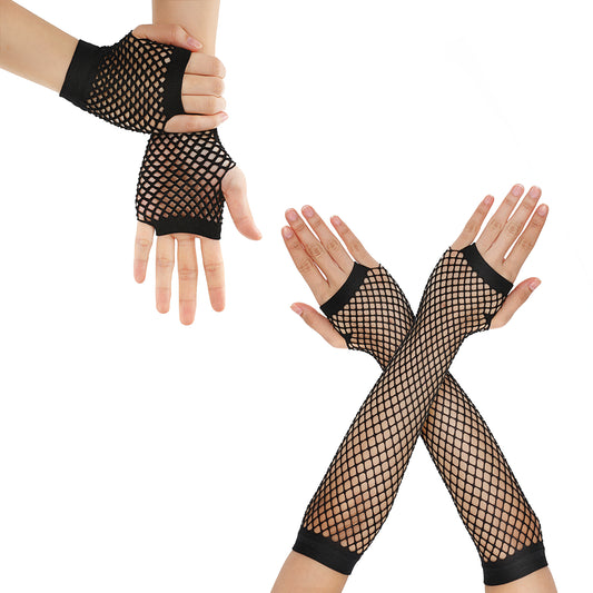 HekouJiub 80s Fishnet Gloves for Women