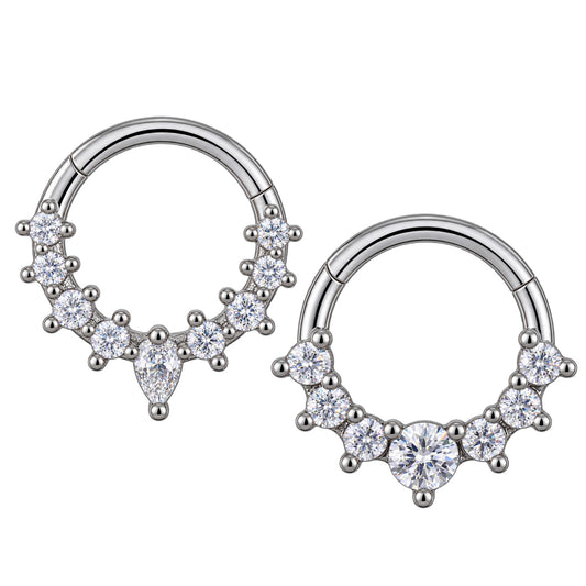 Yykazqe 2Pcs Daith Earrings for Women, Silver Septum Ring 16G 8mm
