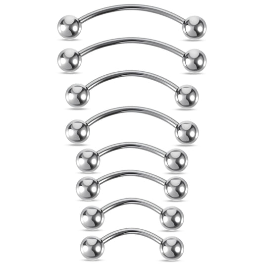 Yolev 8 Pcs 20G Curved Barbell Piercing Jewelry Stainless Steel Eyebrow Jewelry 4 Sizes Vertical Labret Lip Jewelry Eyebrow Piercing Belly Button Ring Eyebrow Ring For Women (6mm 8mm 10mm 12mm)
