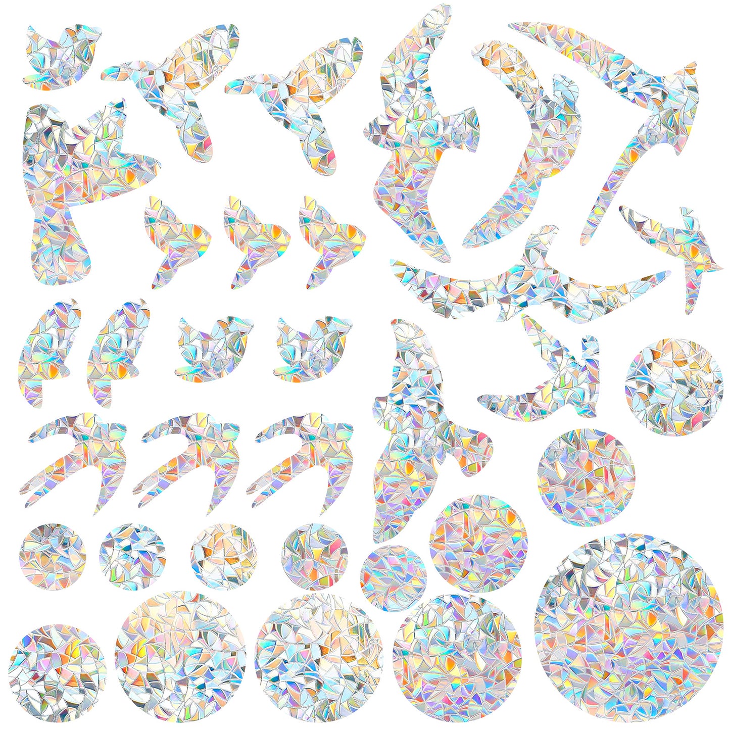 61 Pcs Birds Static Window Clings Non Adhesive Prismatic Window Clings Colorful Glass Door Window Stickers Stop Birds Flying into Windows Anti Collision Window Stickers for Birds
