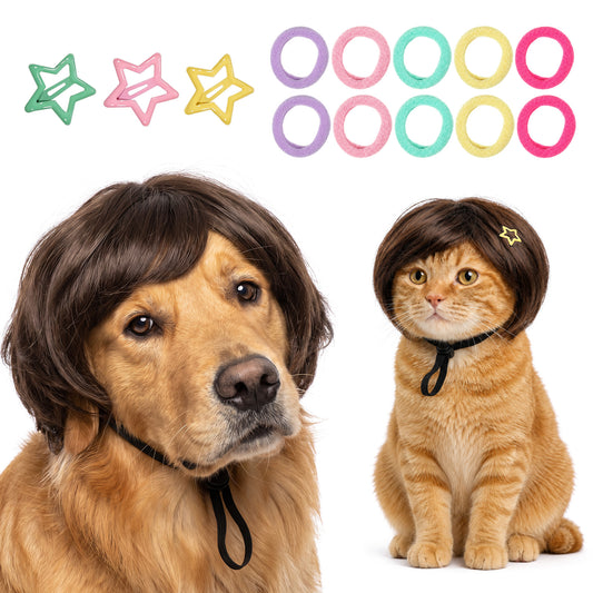 Dog Wigs for Small Dogs Halloween DIY Dog Costume with Elastic Tie & Clips