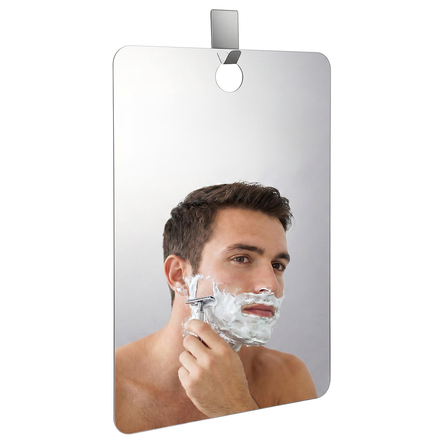 Shaving Mirror Anti Fog & Unbreakable- Fogless Shower Mirrors, Hanging Mirror with Hook Kit for Compact Bathroom Wall Hanging Shower Accessories, Safe & Durable