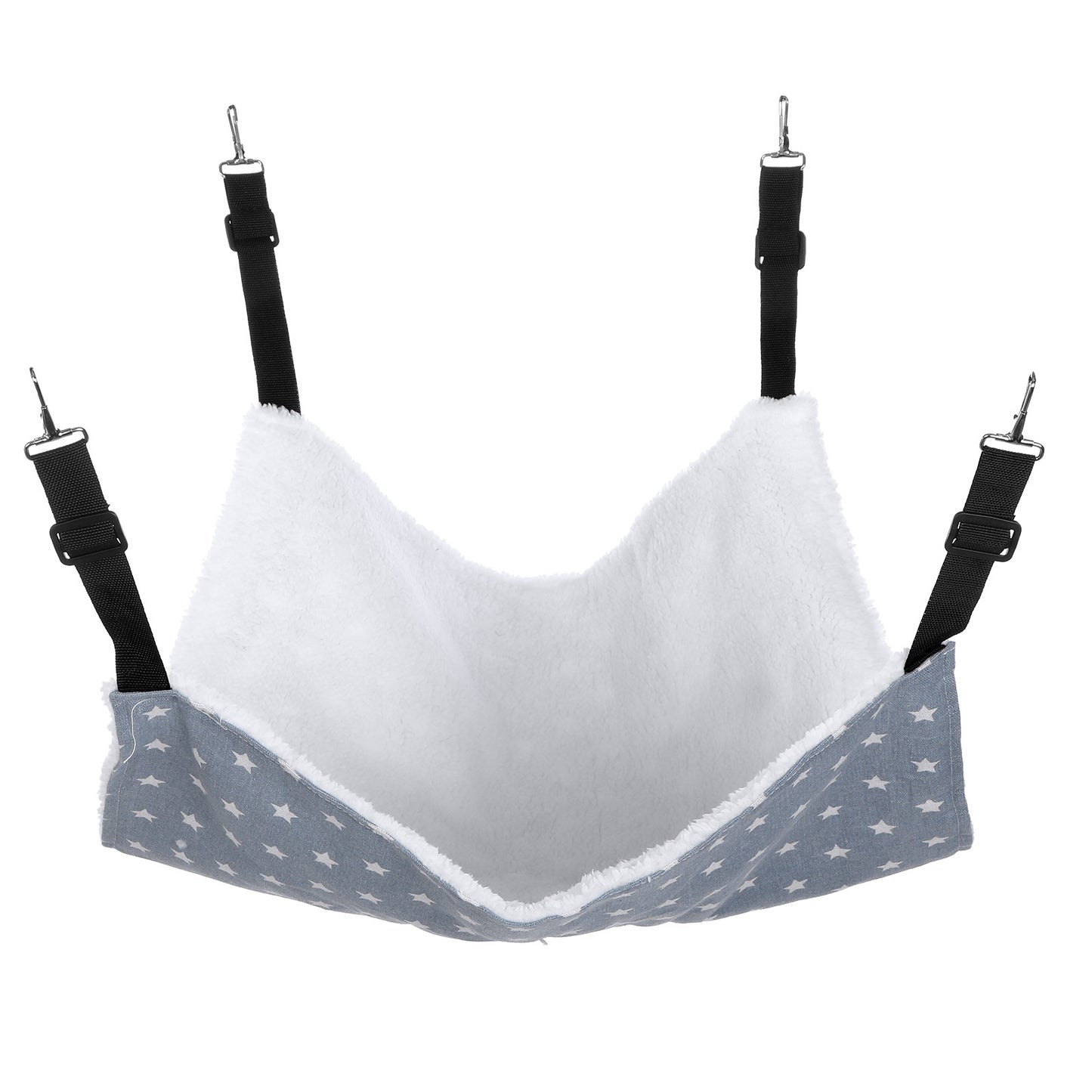 Cat Hammock for Cage Reversible Cat Hanging Hammock with Adjustable Straps and Metal Hooks Double Layer Soft Winter Pet Hanging Bed for Cats Puppy Ferrets and Small Animals (L)