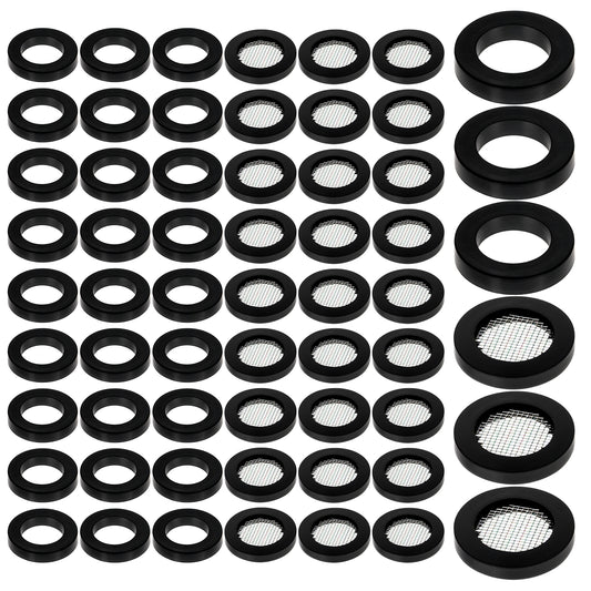 60pcs Shower Head Filter Gasket 3/4" Rubber Washer for 1/2" Fixed Shower Head/Handheld Shower Hose Connector for Faucet Pipe Water Hose Fastener Bolt, Black