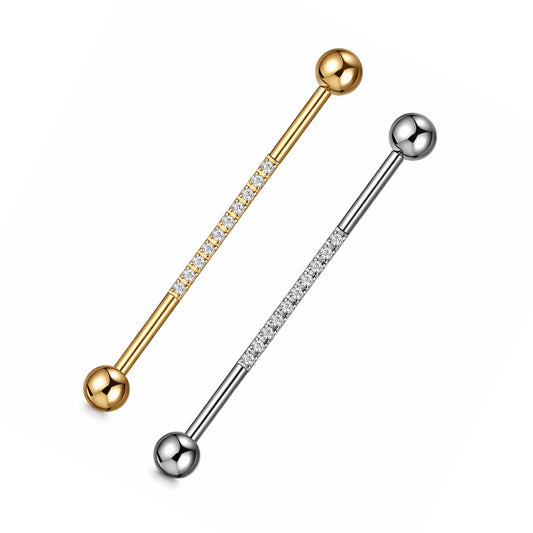 Tucnoeu 2pcs Industrial Piercing Jewelry, Surgical Steel Industrial Barbell Earrings, Cartilage Helix Piercing Earrings, Gold, Silver