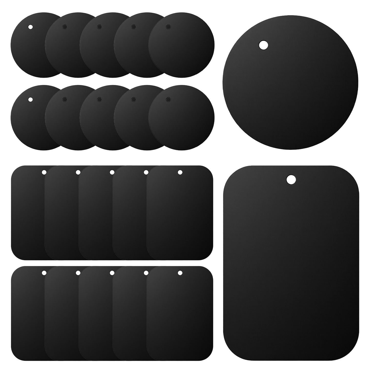 Josojoou Metal Plate for Phone Magnet, 20 Pack Universal Metal Plate for Magnetic Phone Car Mount Holder Cradle, Magnet for Phones Compatible with All Magnetic Mounts(10 Rectangle & 10 Round, Black)