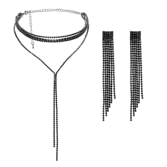 Neyauo Prom Bridal Rhinestone Jewelry Set