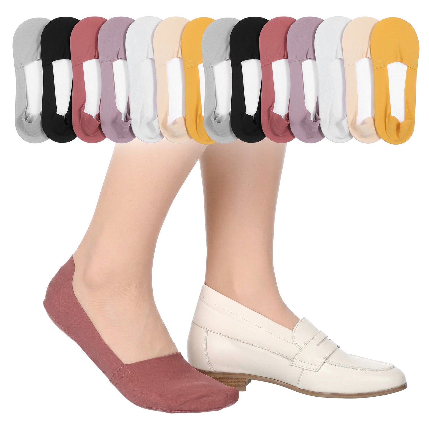 Ziuohaa 7 Pairs invisible socks for women - Low Cut no show socks for flats - Thin Silk liner sock womens