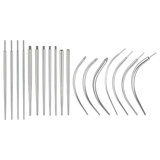 Tucnoeu 18Pcs Piercing Taper Insertion Tool, 14G 16G 18G 20G, Straight Curved Needles, Stainless Steel Body Piercing Changing Tool, for Ear Nose Navel Nipple Lip Eyebrow Tongue