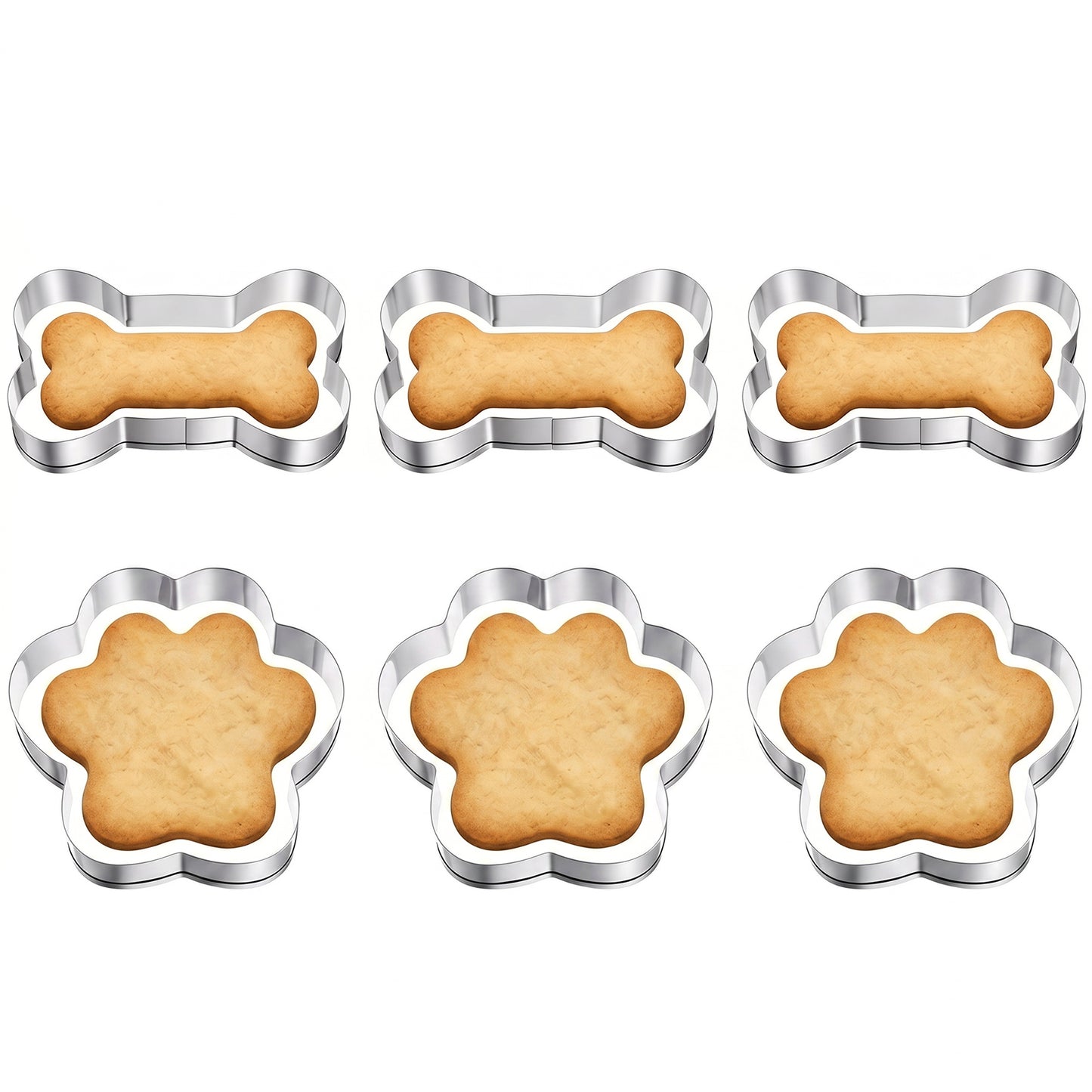 6PCS Dog Cookie Cutter - Stainless Steel Dog Bone Cookie Cutter for Dog Treats Chocolate Candy