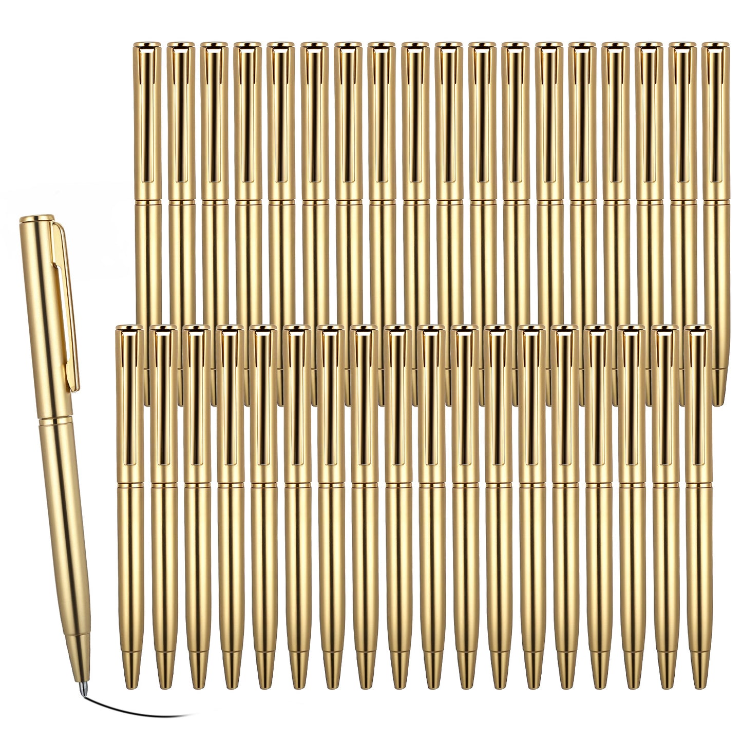 Telooco 36 Pcs Gold Pens for Writing Mini Rotating Ballpoint Pen 4" Guest Book Pens Gold Gel Pen for Weddings, Parties, Business Offices, Schools, Hospitals,