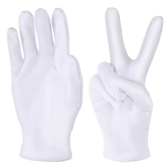 Lusofie 7 Pairs White Cotton Gloves Washable Stretch Work Gloves for Cotton Gloves for Dry Hands Sleeping Eczema Moisturizing Gloves