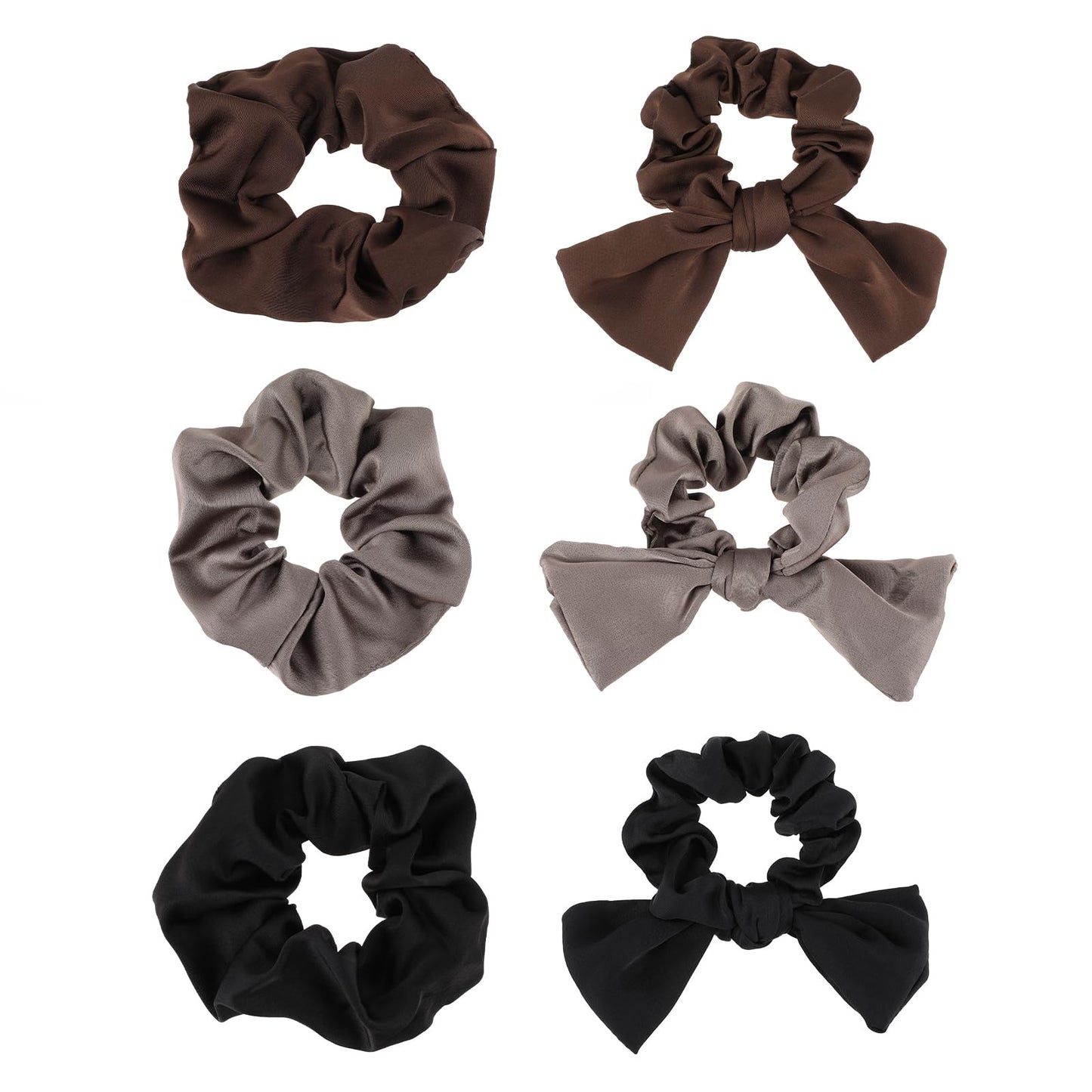 6 Pcs Satin Bow Scrunchies for Women Silk Scrunchies with Ribbon Tails Bow Hair Elastics Chiffon Ponytail Holder for Women Scrunchie Holder Hair Ties