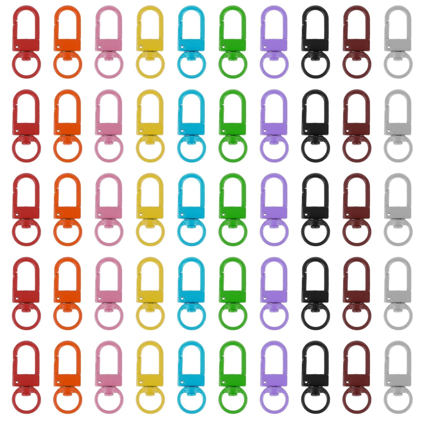 Lusofie 50 Pcs Metal Lobster Claw Clasps Swivel Snap Hooks Multipurpose Keychain Clip for Zipper Pullers Backpack Beads Jewelry DIY Making Keychain Accessories(10 Colors)