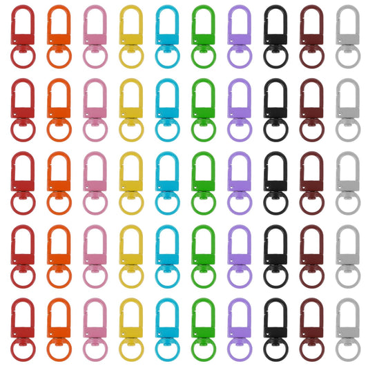 Lusofie 50 Pcs Metal Lobster Claw Clasps Swivel Snap Hooks Multipurpose Keychain Clip for Zipper Pullers Backpack Beads Jewelry DIY Making Keychain Accessories(10 Colors)