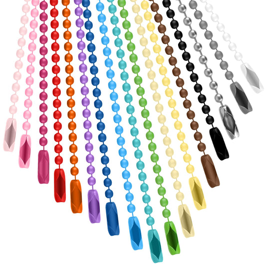 100PCS Ball Chain Keychain Metal Ball Chain 2.4 mm Beaded Chains with Connectors for Dog Tag Necklace Key Craft DIY Hanging Christmas Ornament Decoration(Mixed Color)