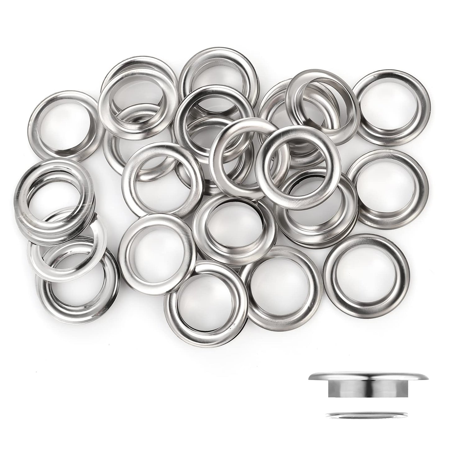 Yolev 25pcs 40mm Grommet Eyelets Kit Metal Eyelets with Washers Curtain Grommet for Tarpaulin Fabric Curtains, Tarpaulin (1 Inch Inside Diameter)