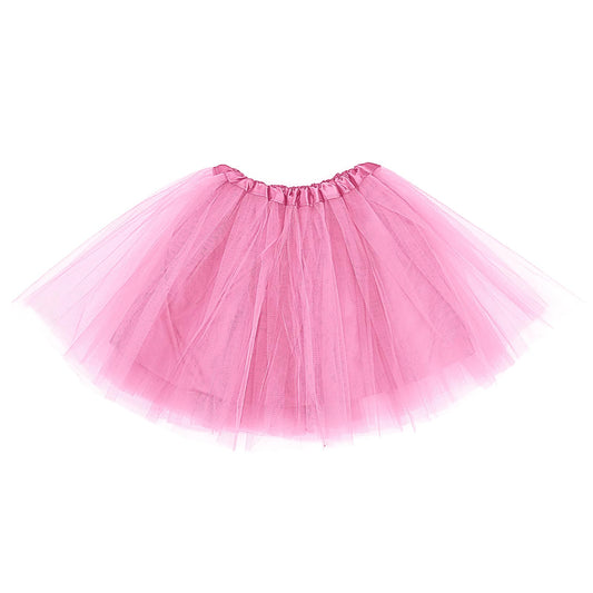 Adult Tulle Tutu Skirt 1950s Vintage Tulle Bubble Tutu Skirt Prom Party Skirt Elastic 3 Layer with Lining for Women (Pink)