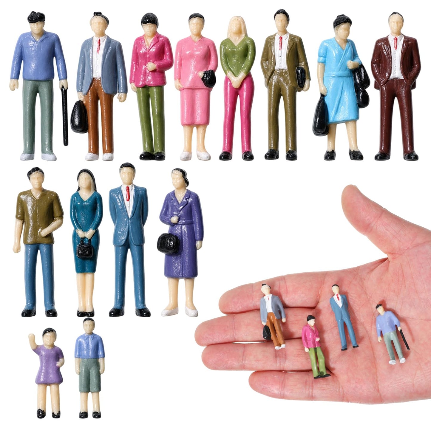 1: 42 Scale Mini People Figurines - 14pcs Miniature People Figurines