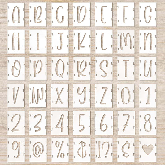 Letter Stencils 3 Inch Cursive Stencil Letters Number Template 42 Pcs Letter Stencils for Crafts Reusable Stencils for Painting Chalkboard Wood Signs Wall Art(3inch)
