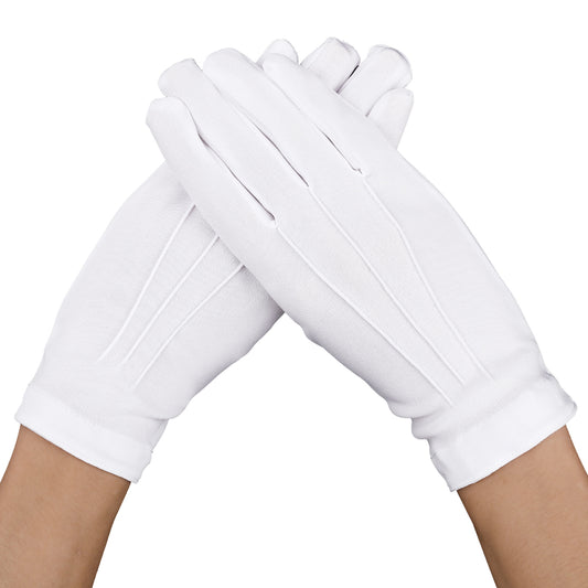 HaiFafafaing Cotton Gloves with Snap Cuff for Formal Events, Tuxedo Uniforms, Parades, and Mimes for Communion, Police, Servers, Coin Handling, Jewelry, Funerals, and Usher Duties(Black)