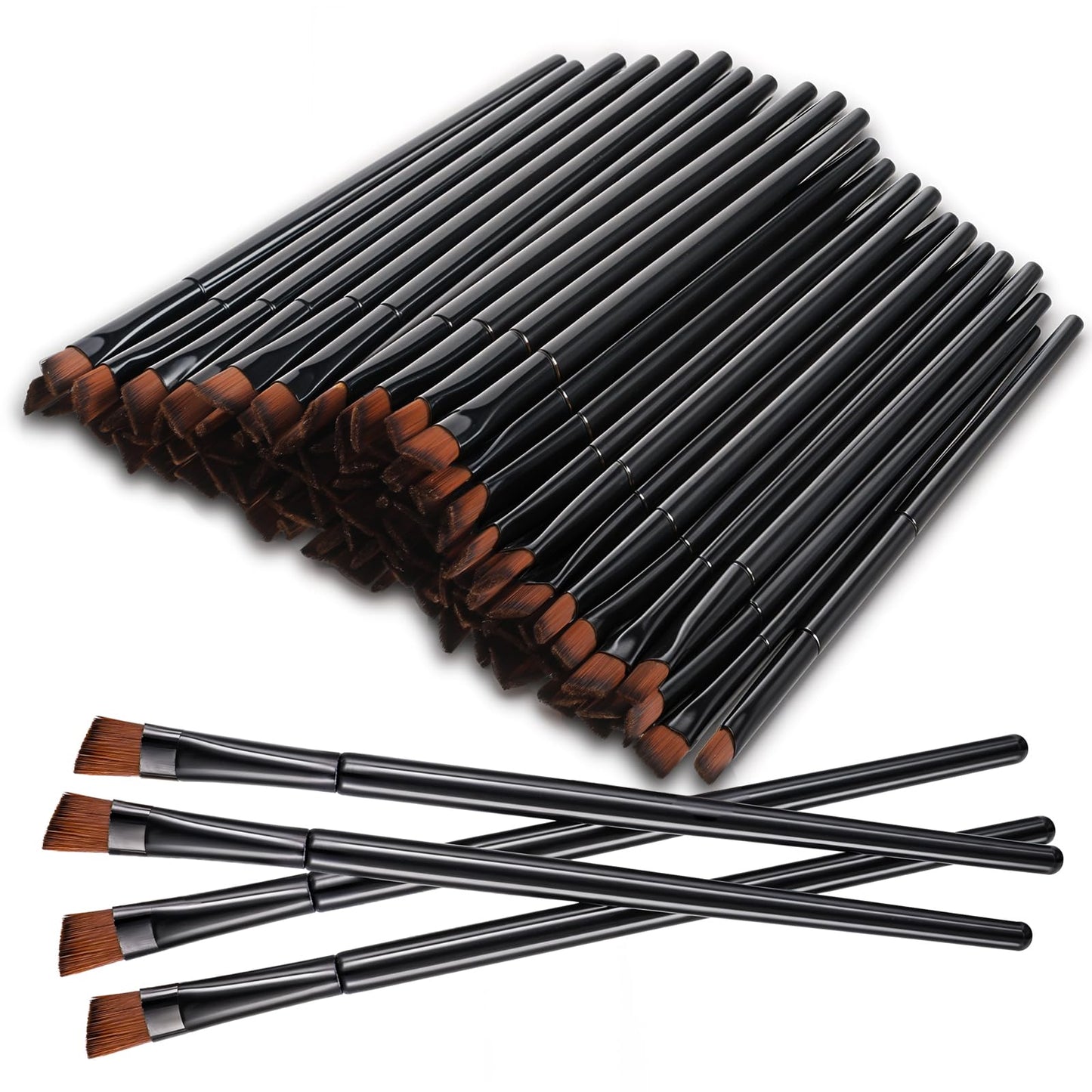 100 Pcs Disposable Eyebrow Brushes, Angled Eyeliner Brushes, and Eyeshadow Applicator Sticks Perfect for Salon Beauty, Cosmetic, and Esthetician Supplies