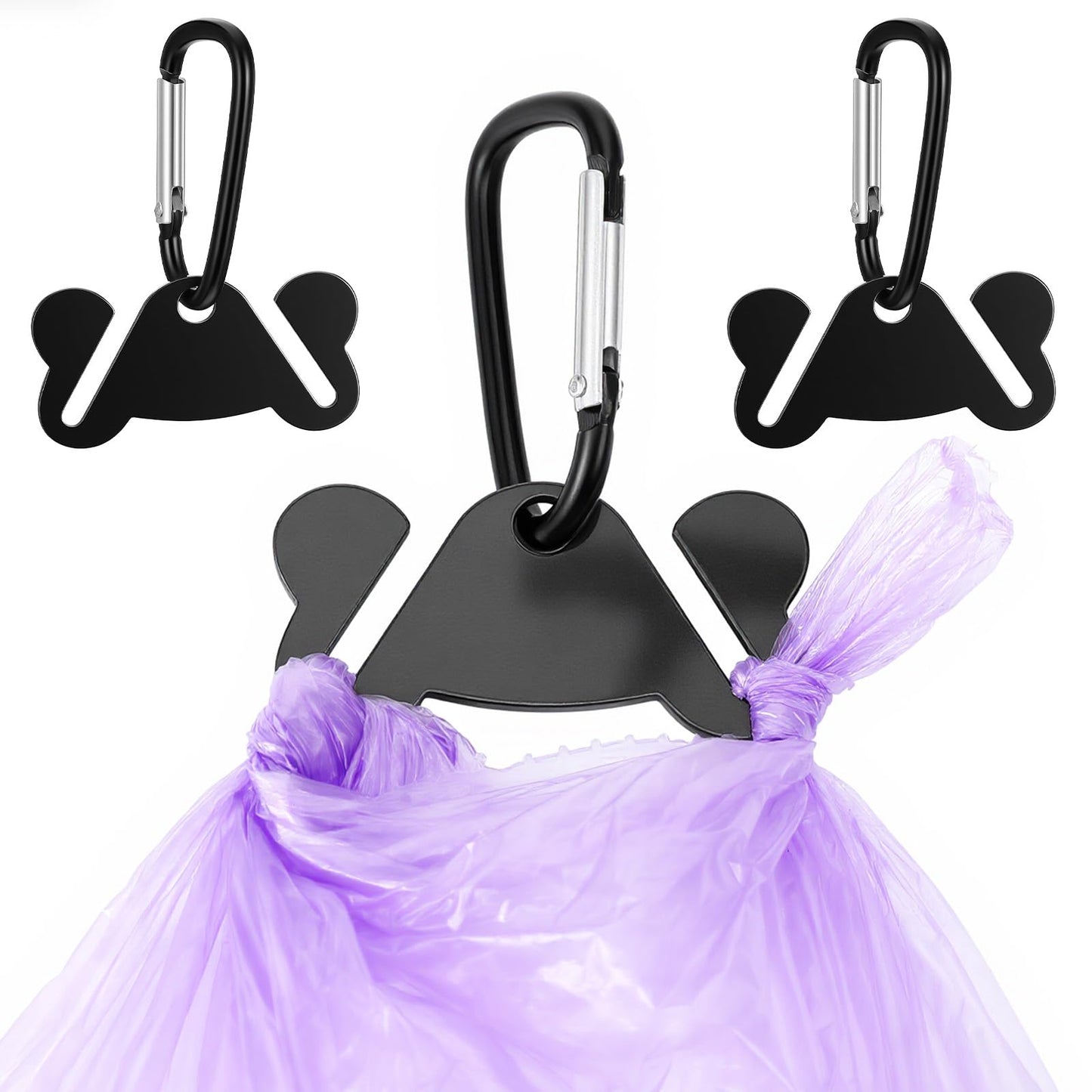 3Pcs Dog Poop Bag Holder for Leash, Metal Dog Waste Bag Holder with Clip, Hand Free Walking Accessory Attachment for Dogs Walking, Training and More