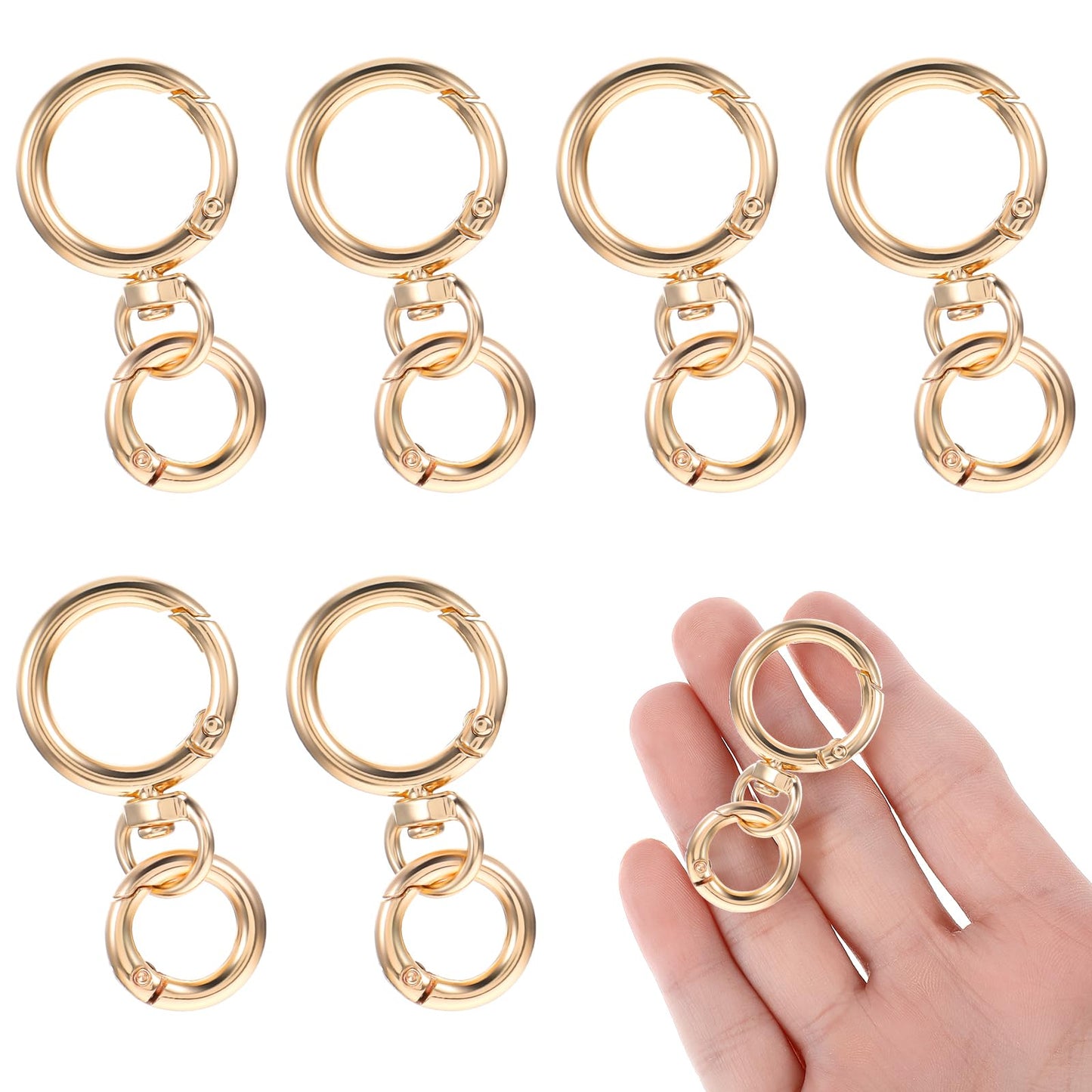 6Set Gold Key Ring Keychain Clip Swivel Clasps Snap-On Key Chain Hooks Lanyard Clip Metal Lobster Claw Clasps for Keychains Crafts Jewelry Making Purses DIY