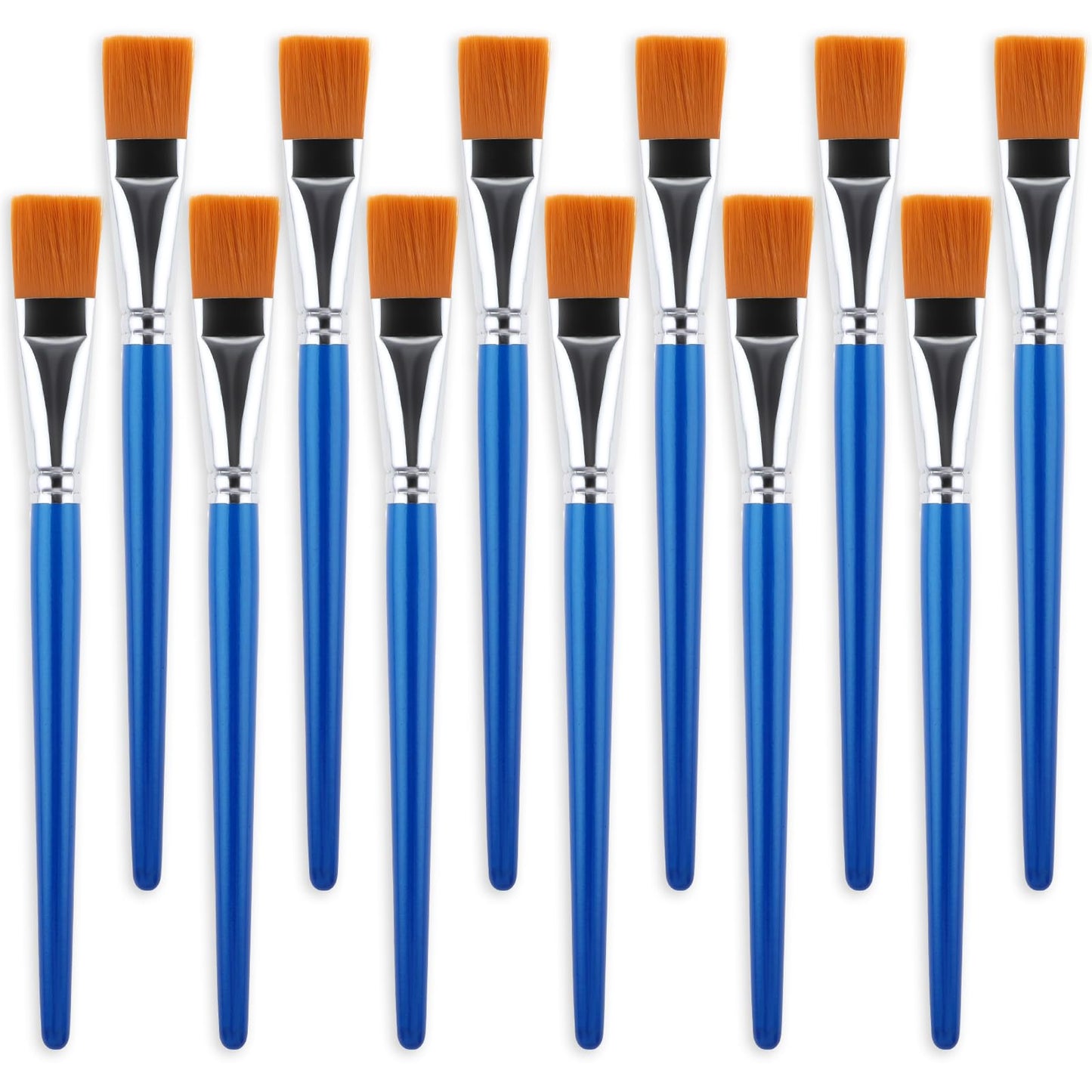 Lusofie 12Pcs Flat Paint Brushes, Acrylic Paint Brushes 1 Inch Wide Paint Brushes Bulk for Artists Professional Amateurs Gouache， Watercolor, Oil, Crafts, Face Body Art