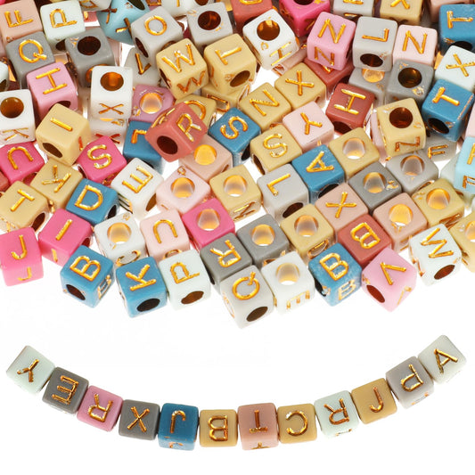 Lusofie 1000pcs Letter Beads Colorful Alphabet Beads Square Mixed A-Z Acrylic Letter Beads for Jewelry Making DIY Necklace Bracelet Keychain
