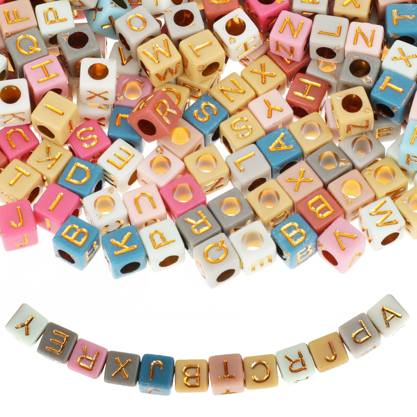 Lusofie 1000pcs Letter Beads Colorful Alphabet Beads Square Mixed A-Z Acrylic Letter Beads for Jewelry Making DIY Necklace Bracelet Keychain