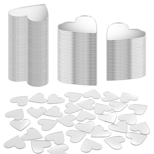 Lusofie Heart Mini Mirror Acrylic Mirror 100 Pcs Mini Mirrors for Crafts Adhesive Mirror Stickers Mosaic Tile for DIY Projects Supplies Home Wall Table Kitchen Bathroom Decoration
