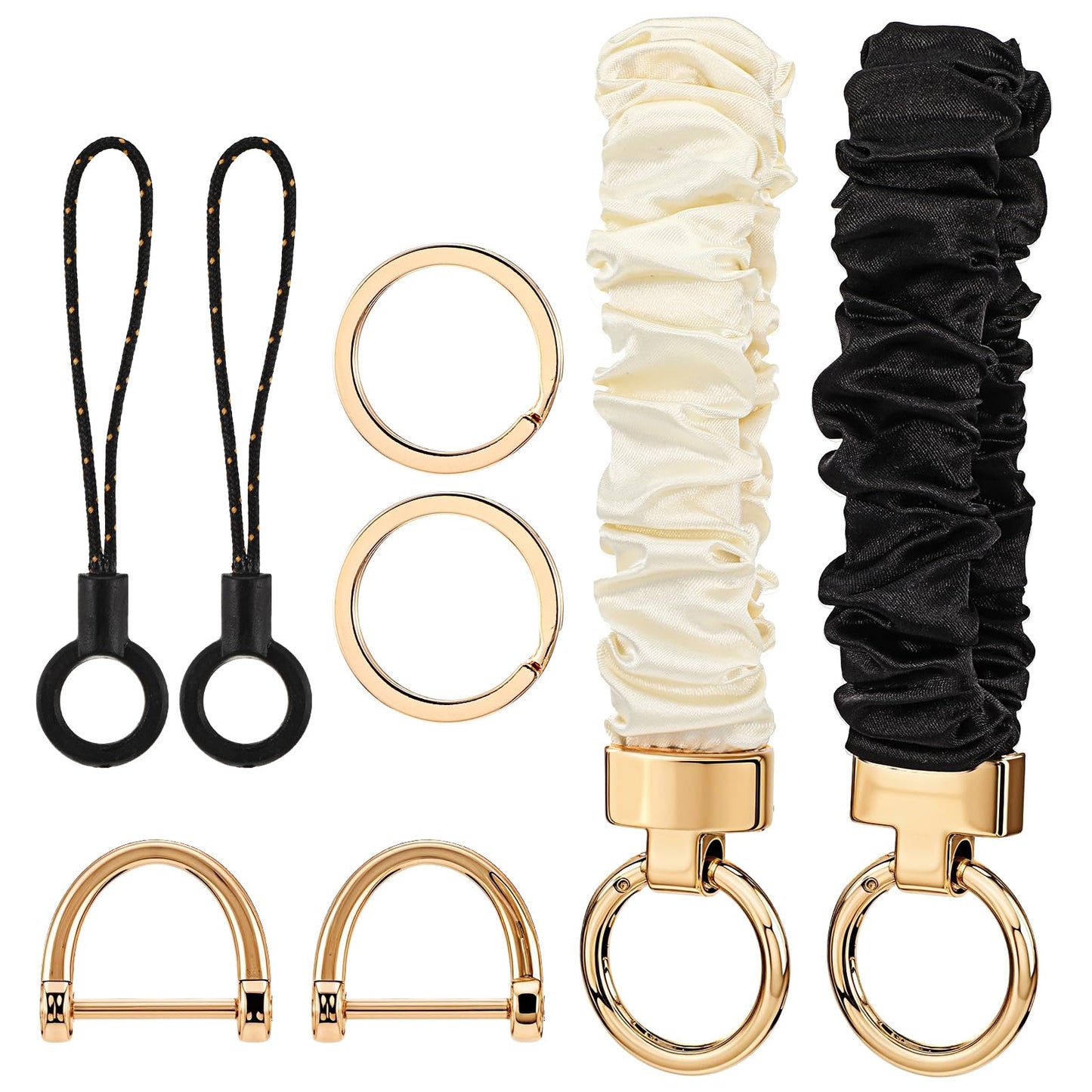 Lusofie 2 Pcs Wrist Keychain Bracelet Scrunchie Keychain Wristlet Car Key Chain D Ring Keychains Key Chain Wristlet Elastic Wristlets Keychains for Women