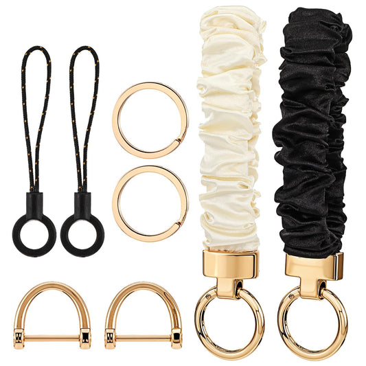 Lusofie 2 Pcs Wrist Keychain Bracelet Scrunchie Keychain Wristlet Car Key Chain D Ring Keychains Key Chain Wristlet Elastic Wristlets Keychains for Women