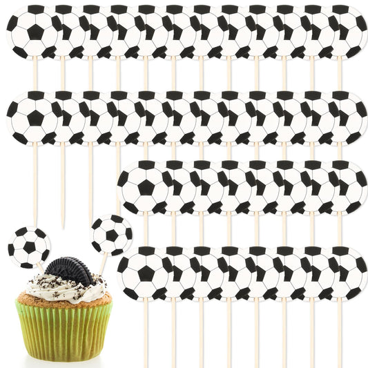 72 Pcs Soccer Cake Topper for Boys Sports Theme Soccer Ball Cake Decorations Soccer Ball Cupcake Toppers Liners for Outdoor Sports Soccer Toppers for Cake Bulk for Birthday Cake Decoration Supplies