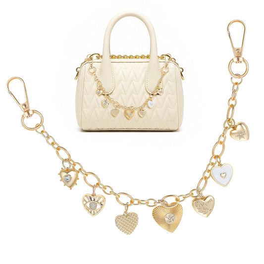 Yolev Gold Purse Charm Chain, Bag Chain Charm with Heart Charms