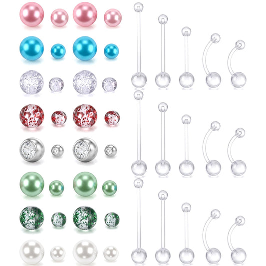 Fiyooau 15Pcs Pregnancy Belly Rings 14g Plastic Belly Button Rings